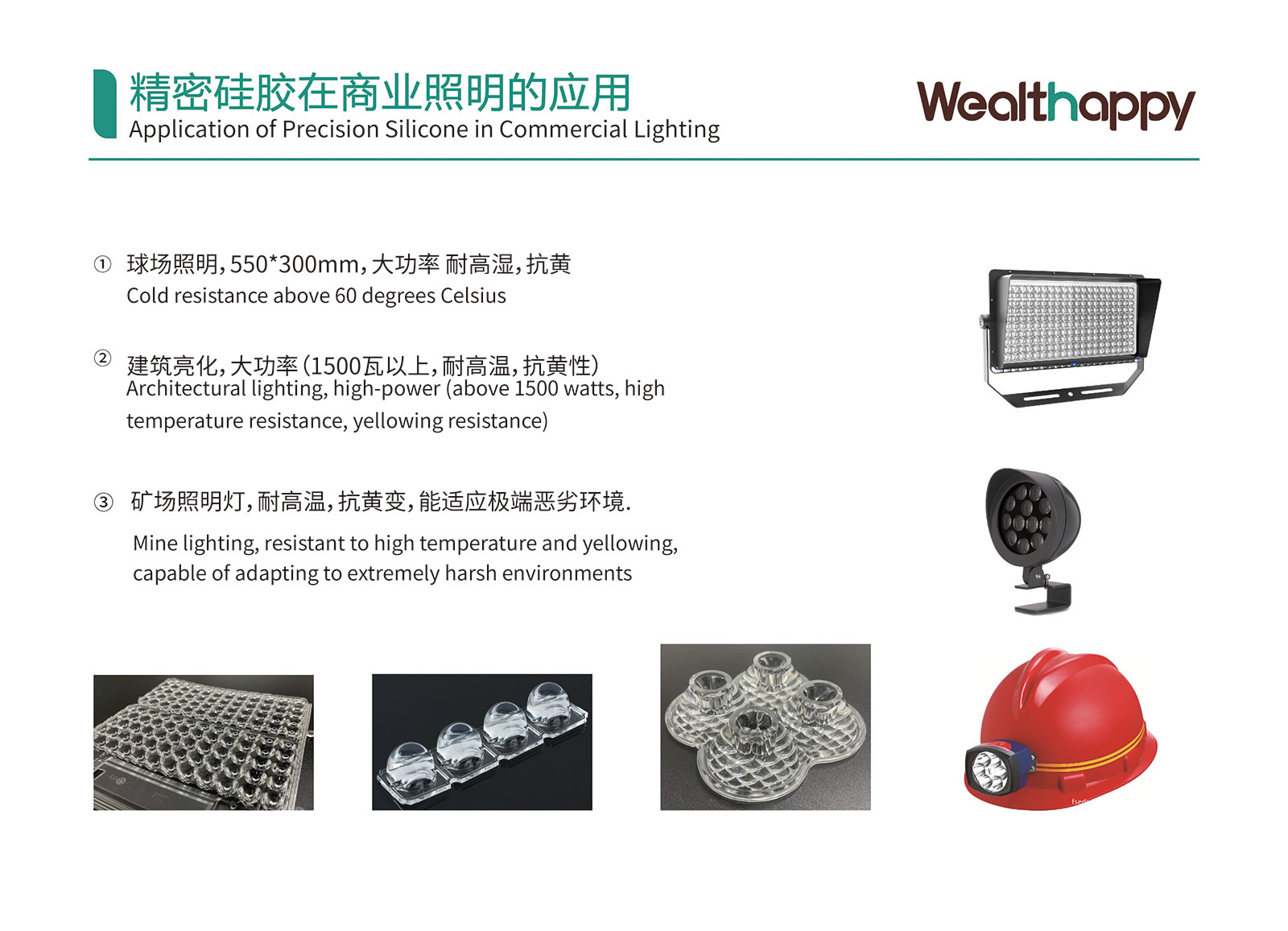 業務用照明における精密シリコーンの応用